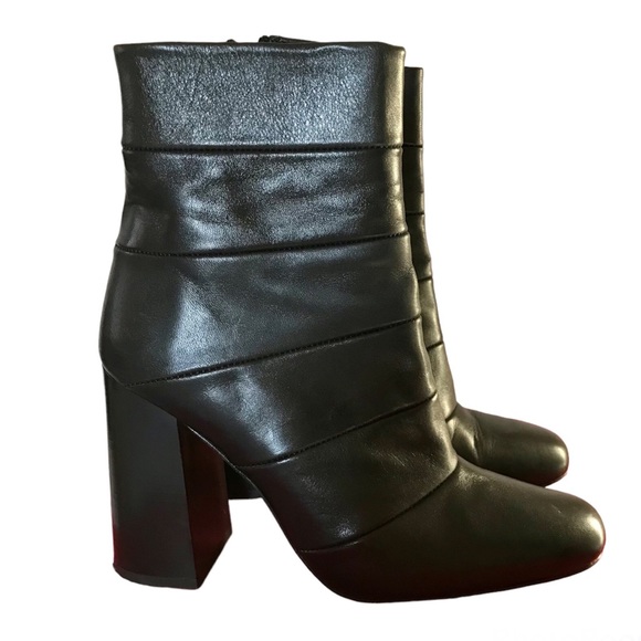 Zara Basics Faux Leather Black Moto Ankle Block Heel Booties Boots Size 37 (6.5) - Picture 3 of 7